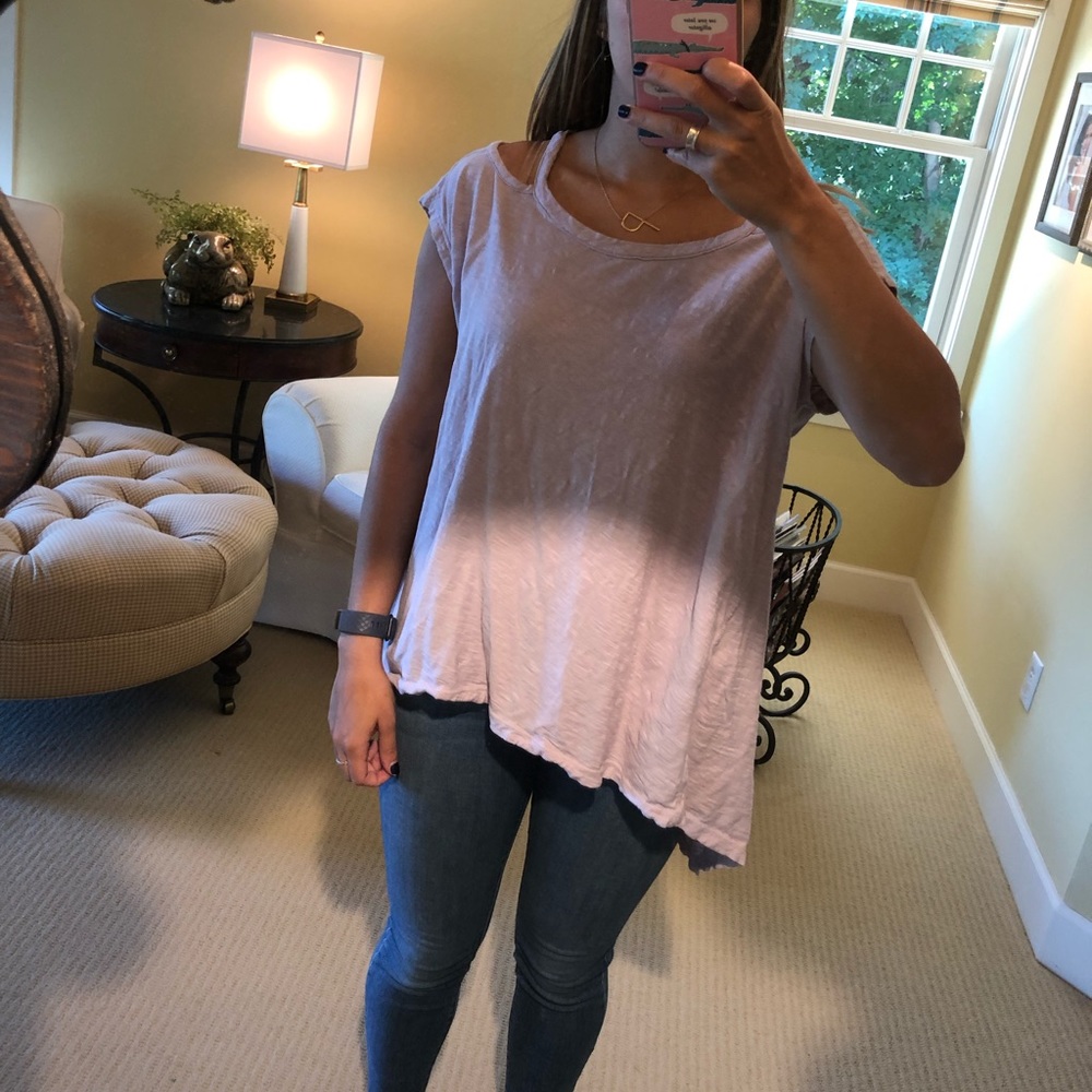 Off the shoulder lilac tshirt from Anthropologie